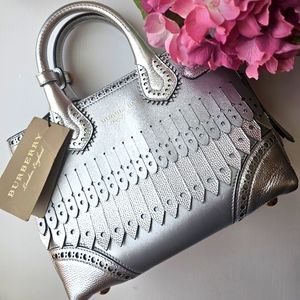 Burberry Broguing Fringe Silver Metallic Small Banner